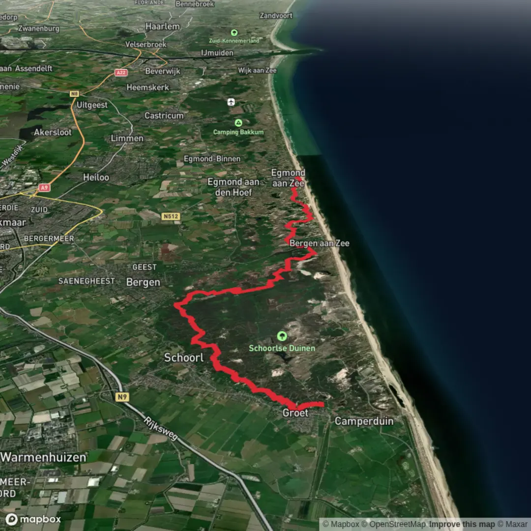 An image depicting the trail Hargen to Boulevard Zuid via Russengat and Zuiderachterveld and its surrounding area.