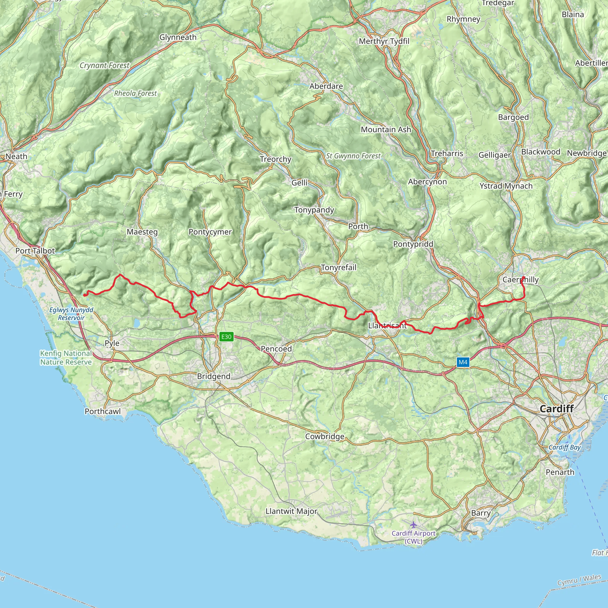 Glamorgan Ridgeway Walk mobile static map