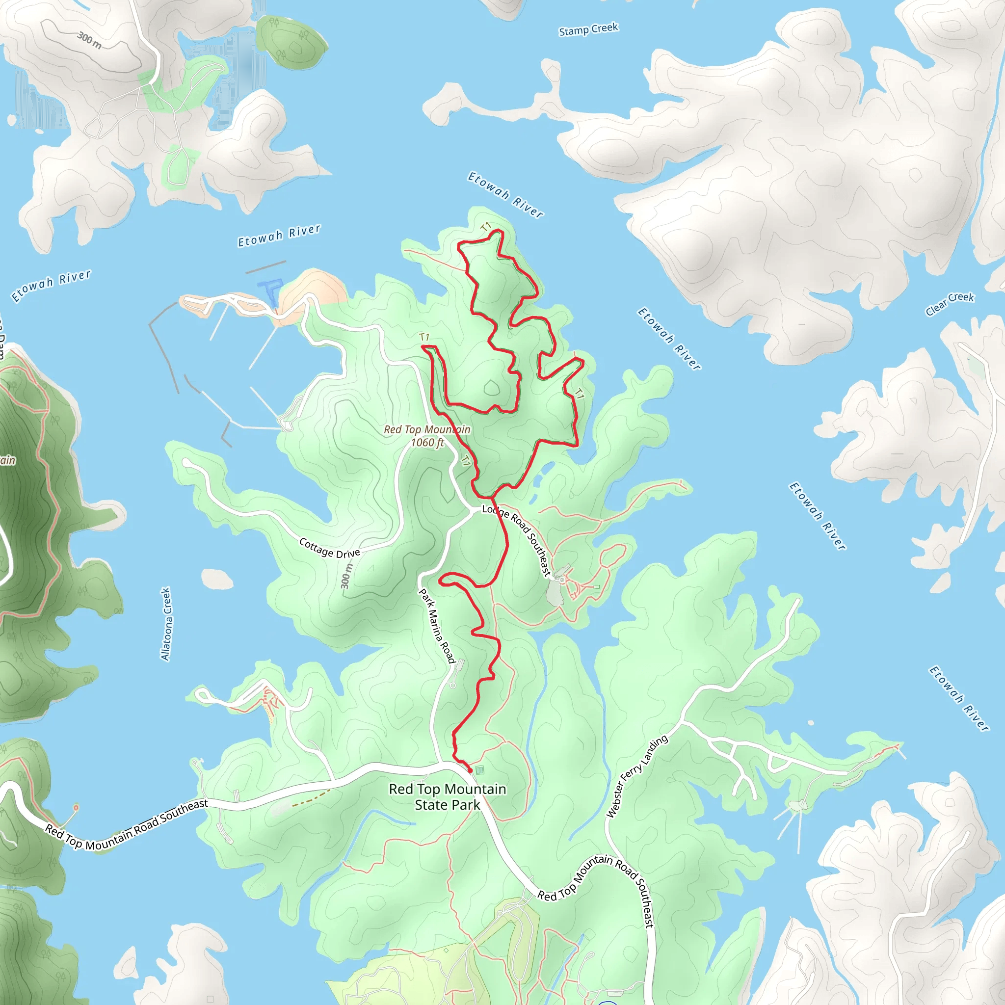 Red Top Mountain - Homestead Loop Trail mobile static map