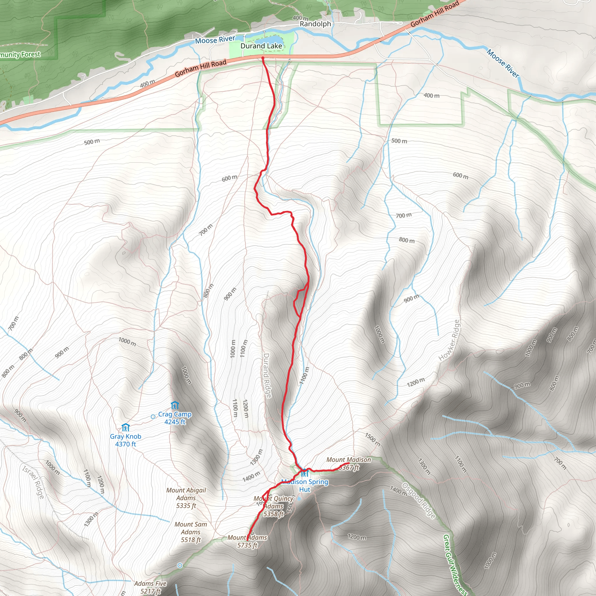 Mount Madison via Valley Way mobile static map