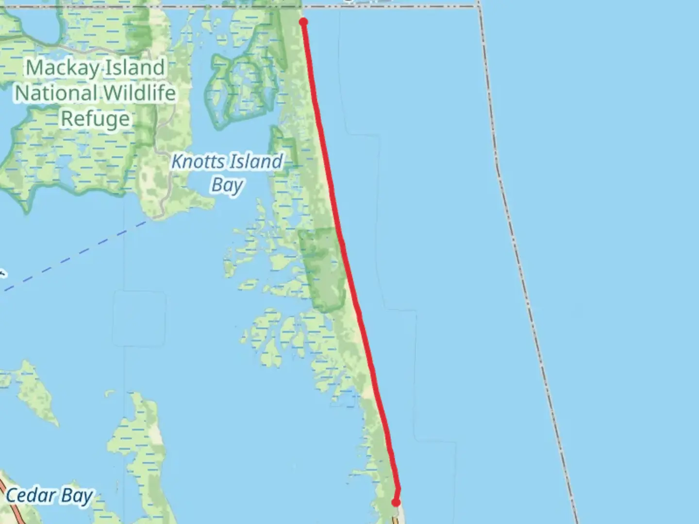 An image depicting the trail Corolla Beach and Carova Beach and its surrounding area.