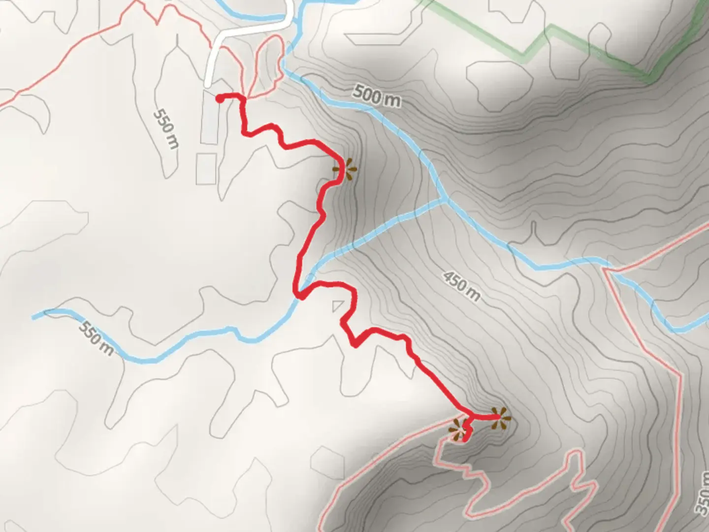 An image depicting the trail Stone Door Road and its surrounding area.