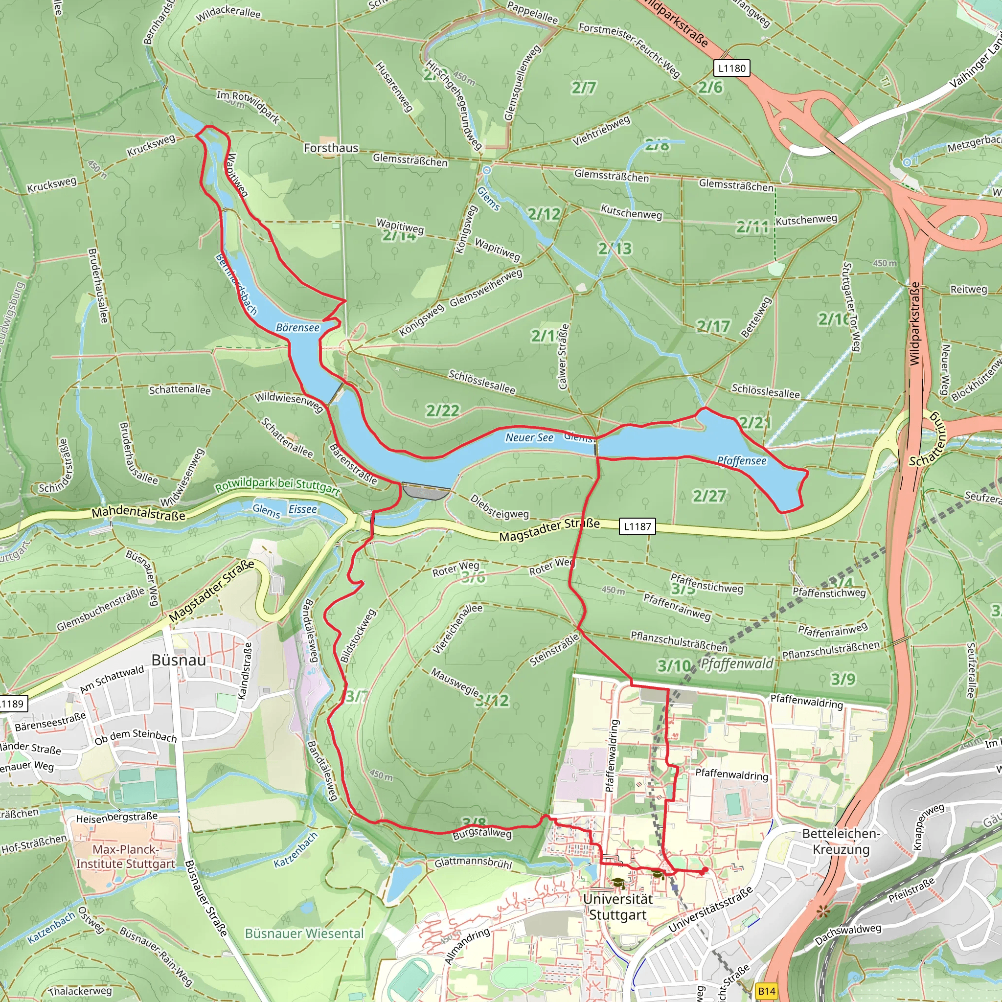 Wapitiweg, Baerenstrassle and Burgstallweg Loop mobile static map