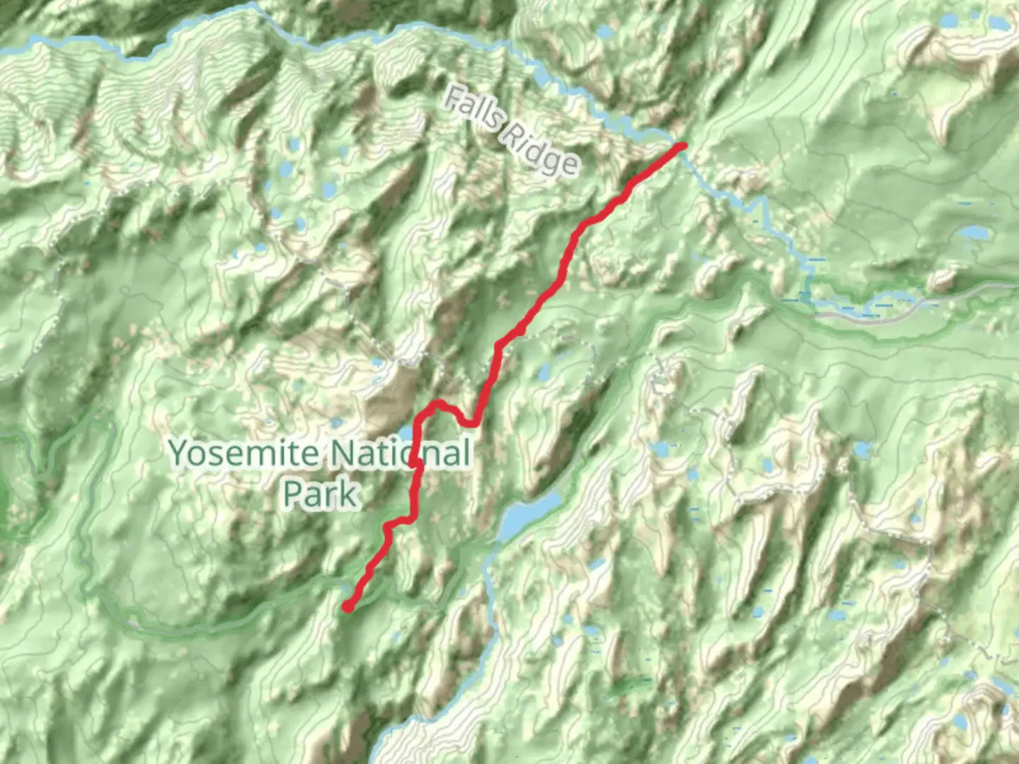 An image depicting the trail McGee Lake, May Lake and Raisin Lake and its surrounding area.