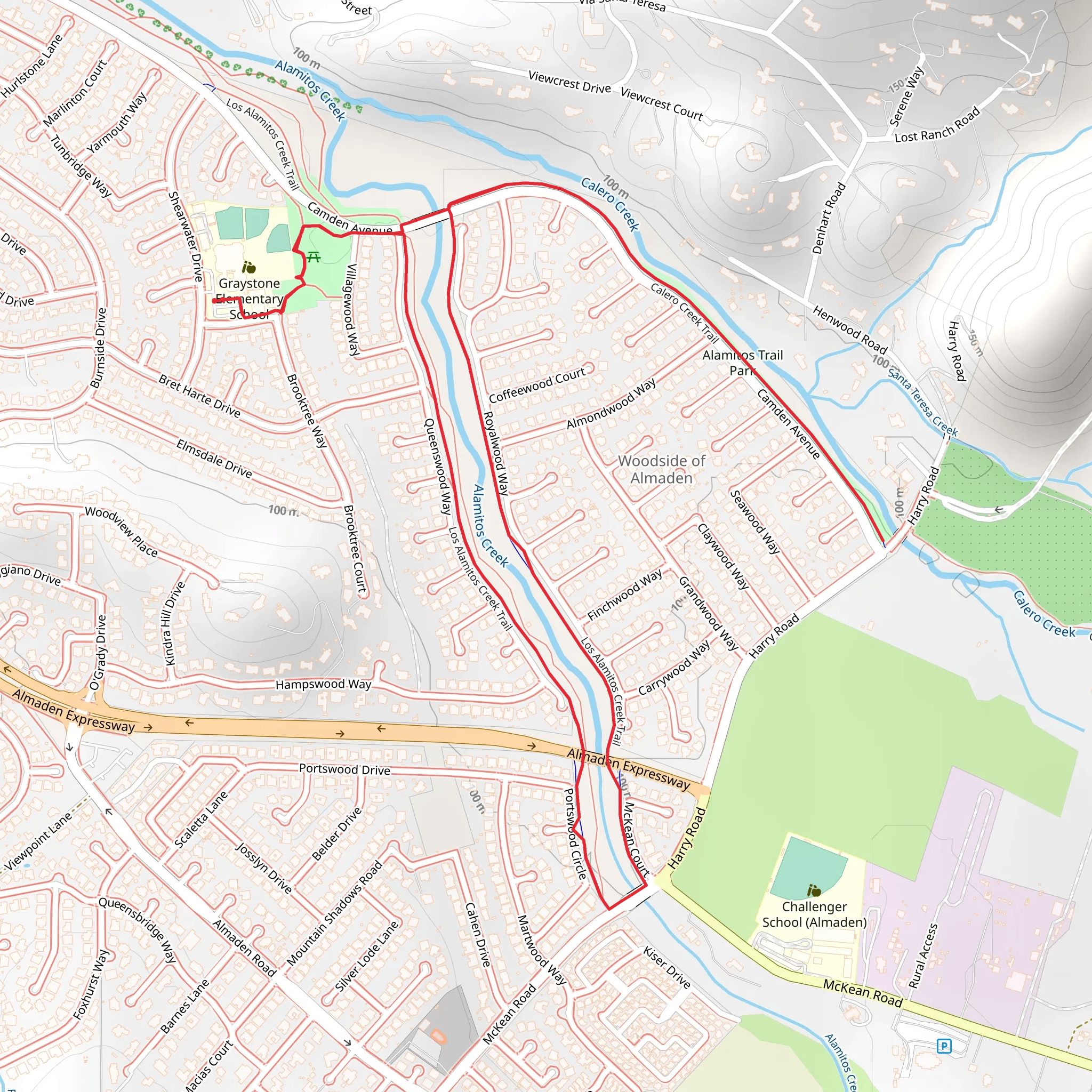 Los Alamitos Creek and Calero Creek Loop Trail mobile static map