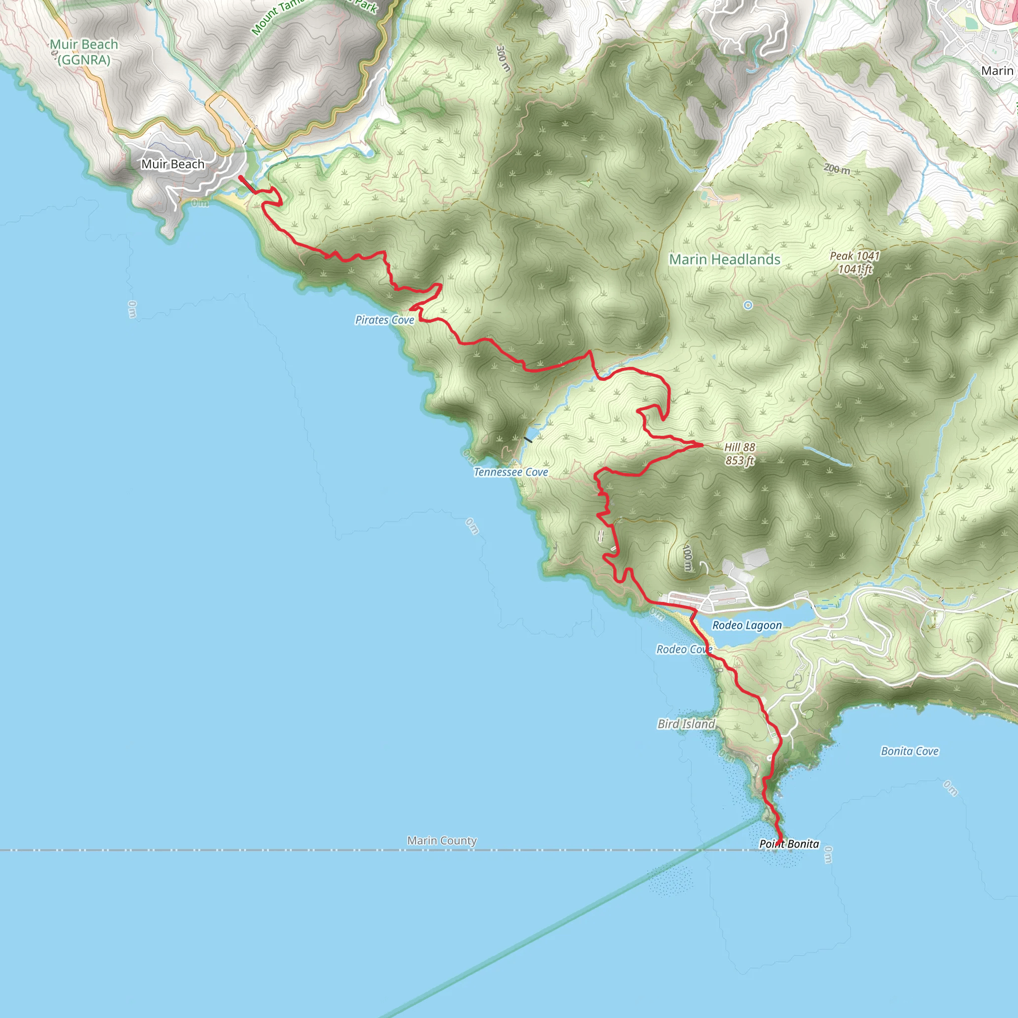 Coastal and Point Bonita Trail mobile static map