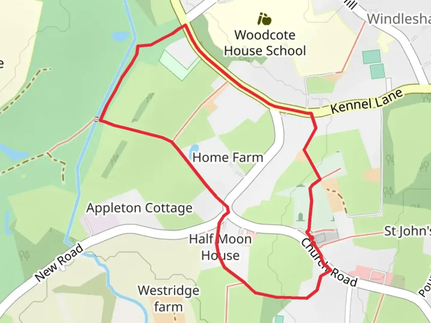 An image depicting the trail Windlesham Loop and its surrounding area.