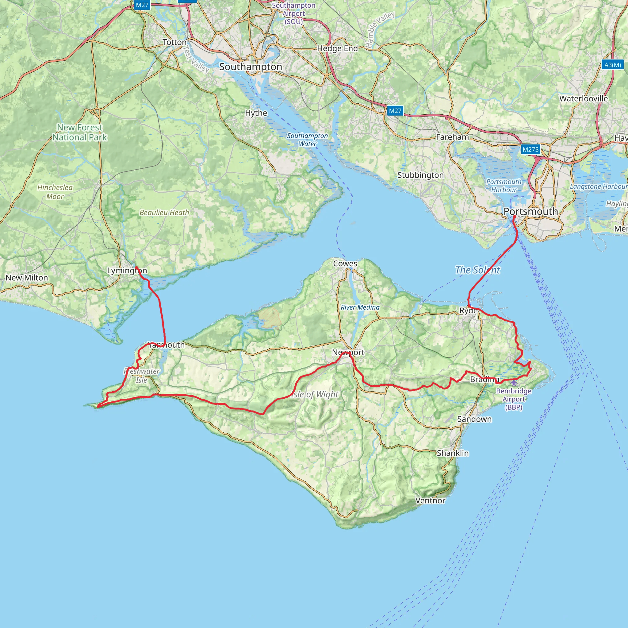Lymington to Portsmouth Harbour - Isle Of Wight mobile static map