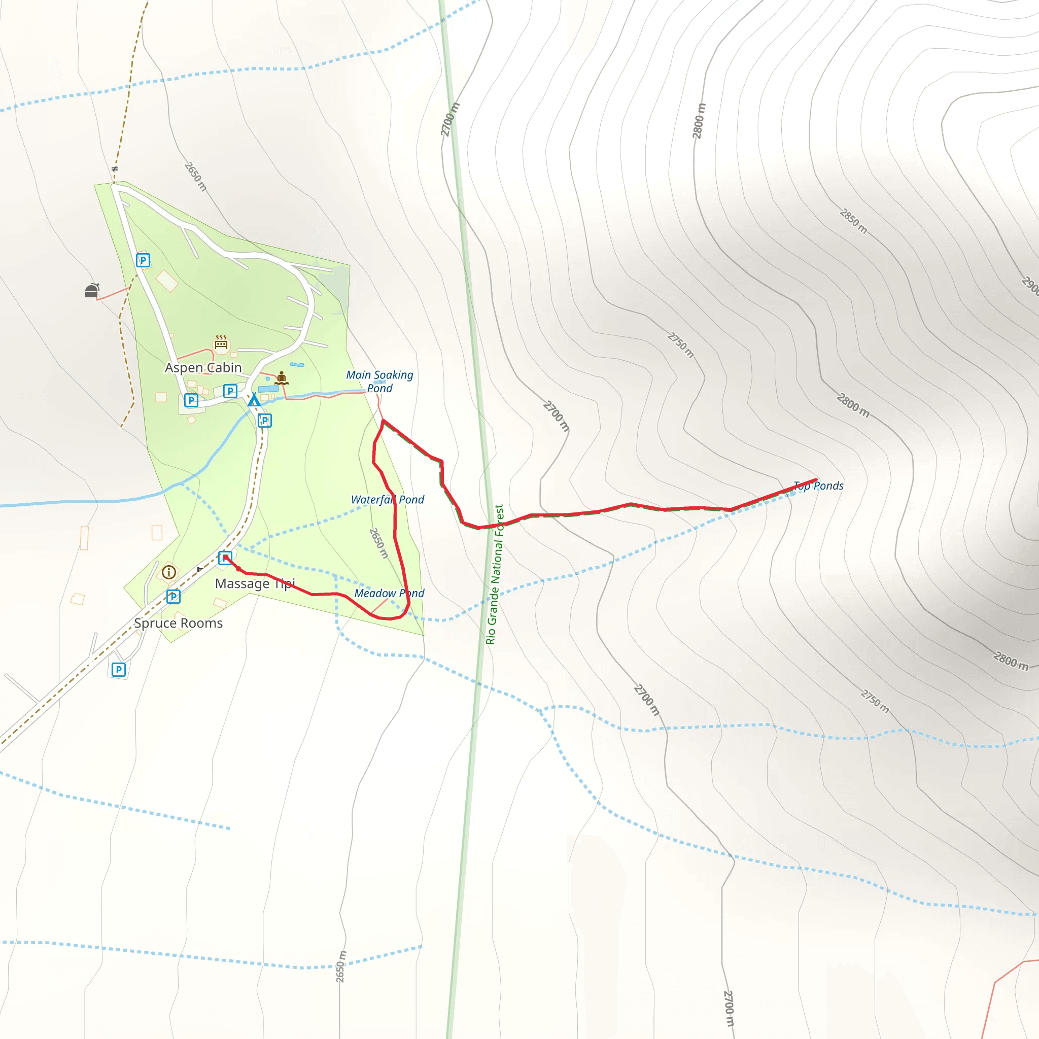 Meadow, Waterfall and Top Ponds mobile static map