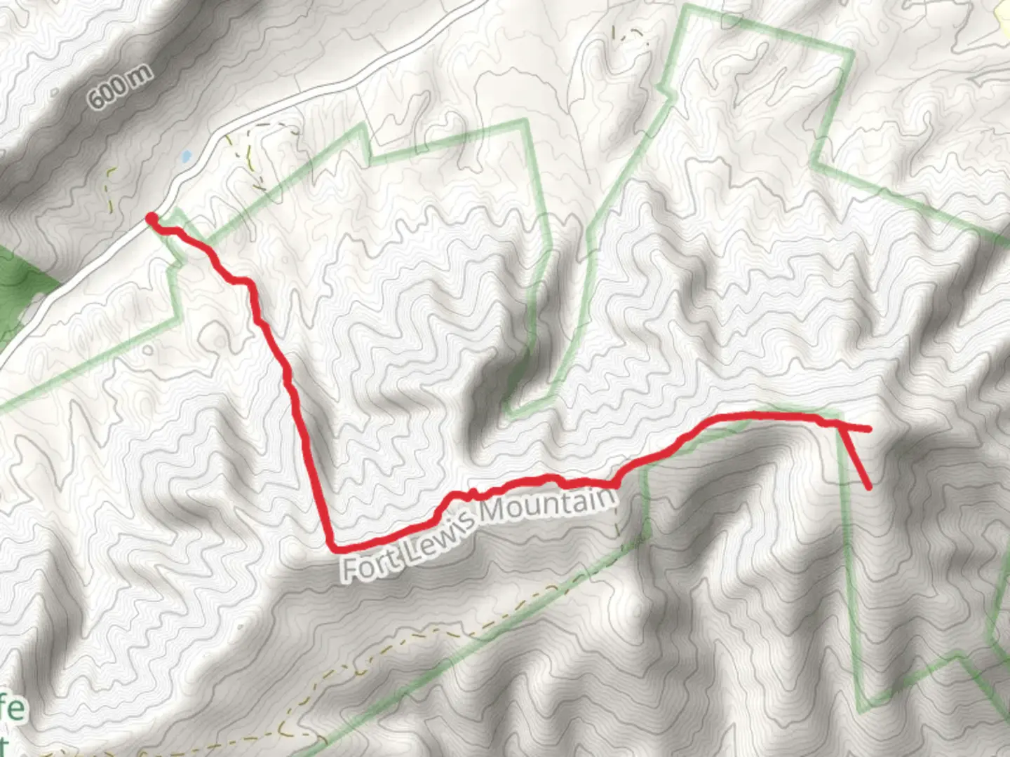 An image depicting the trail Lewis Radio Facility from Bradshaw Road and its surrounding area.