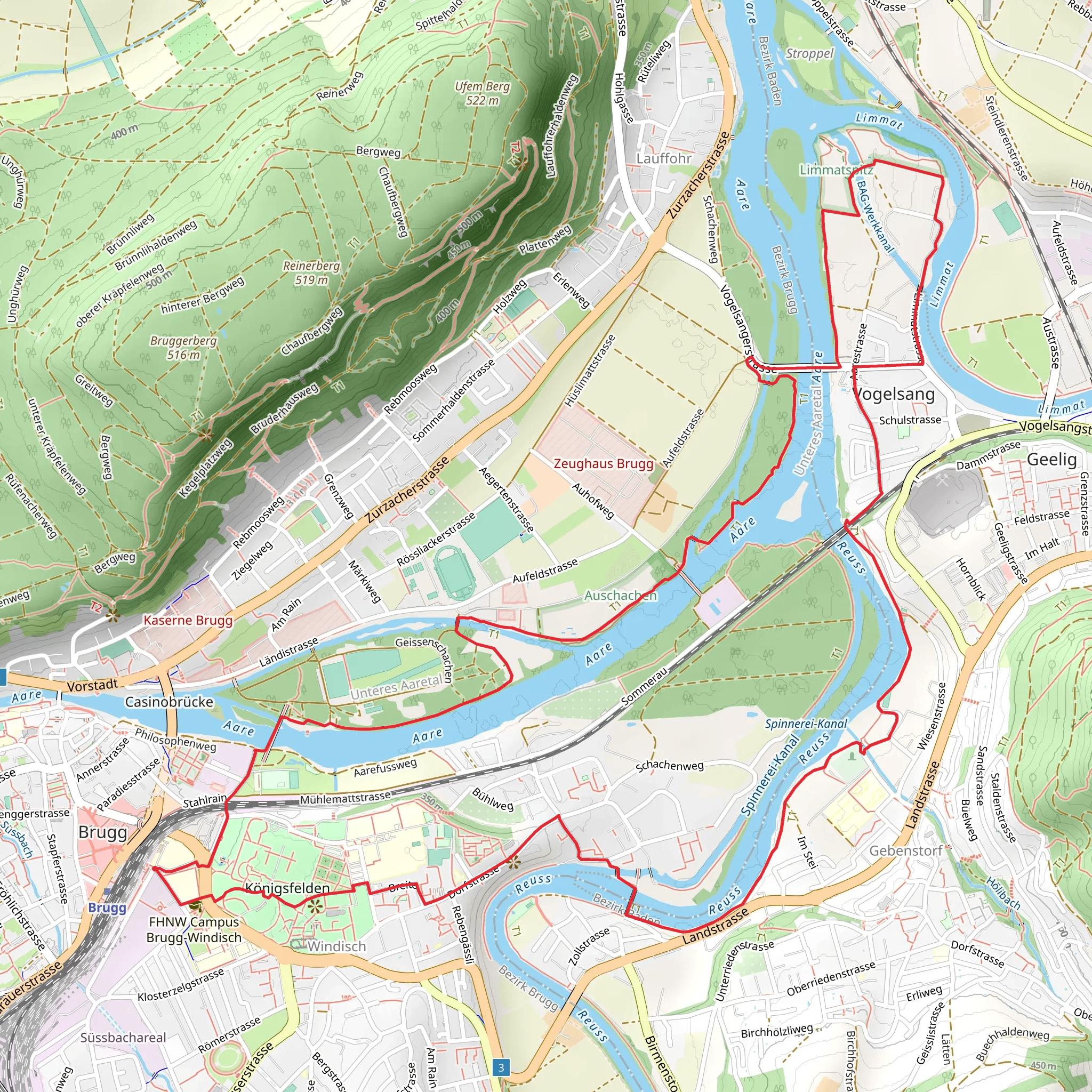 Bridge Trail from Brugg mobile static map