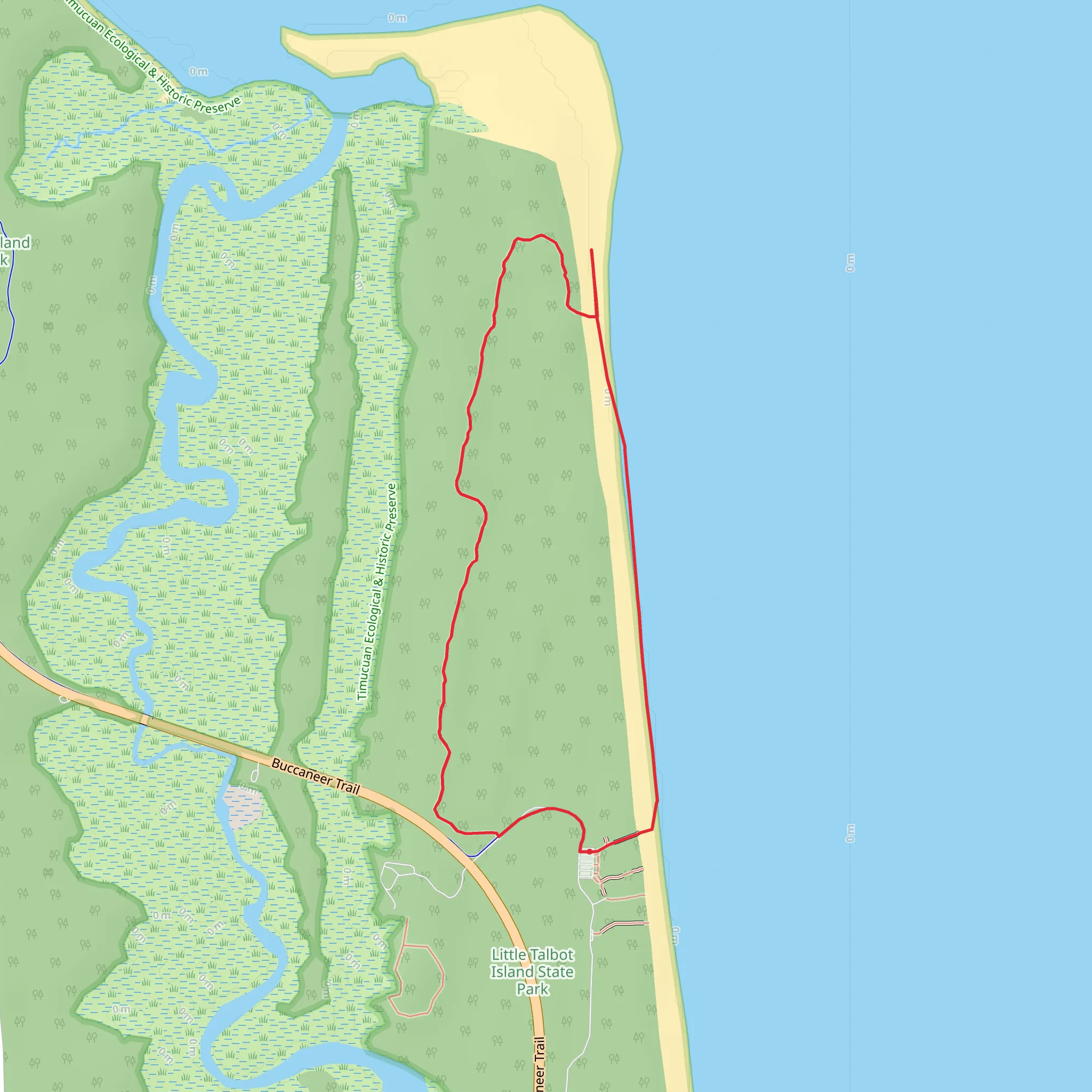 Little Talbot Island State Park Loop mobile static map