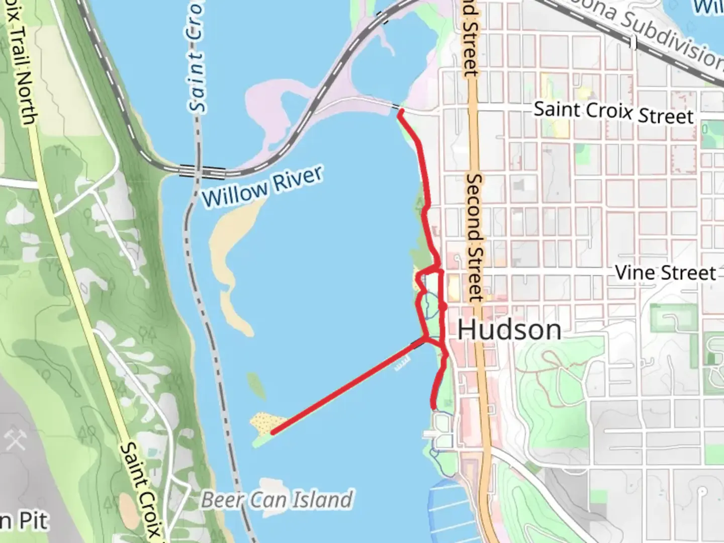 An image depicting the trail Willow River and Saint Croix River Walk and its surrounding area.