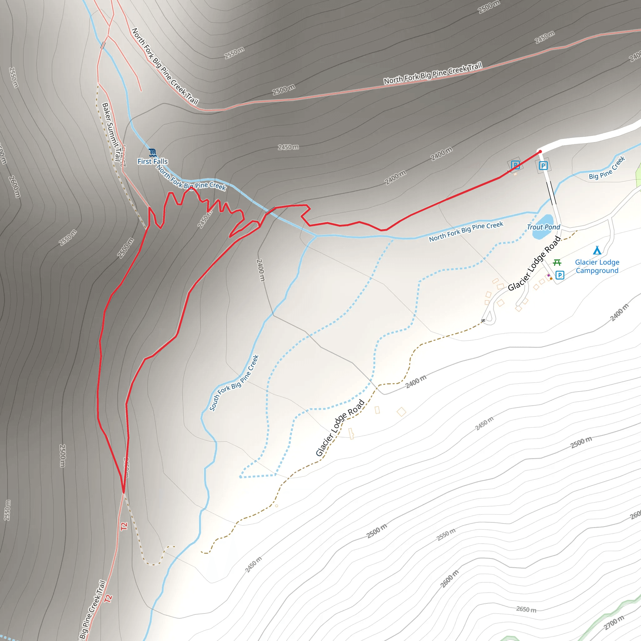 North Fork Big Pine Creek Loop mobile static map