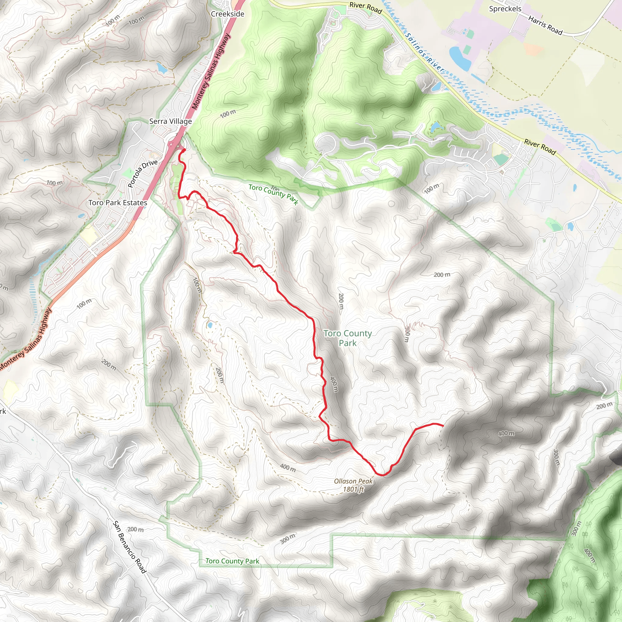 Ollason Peak - Toro Regional Park mobile static map