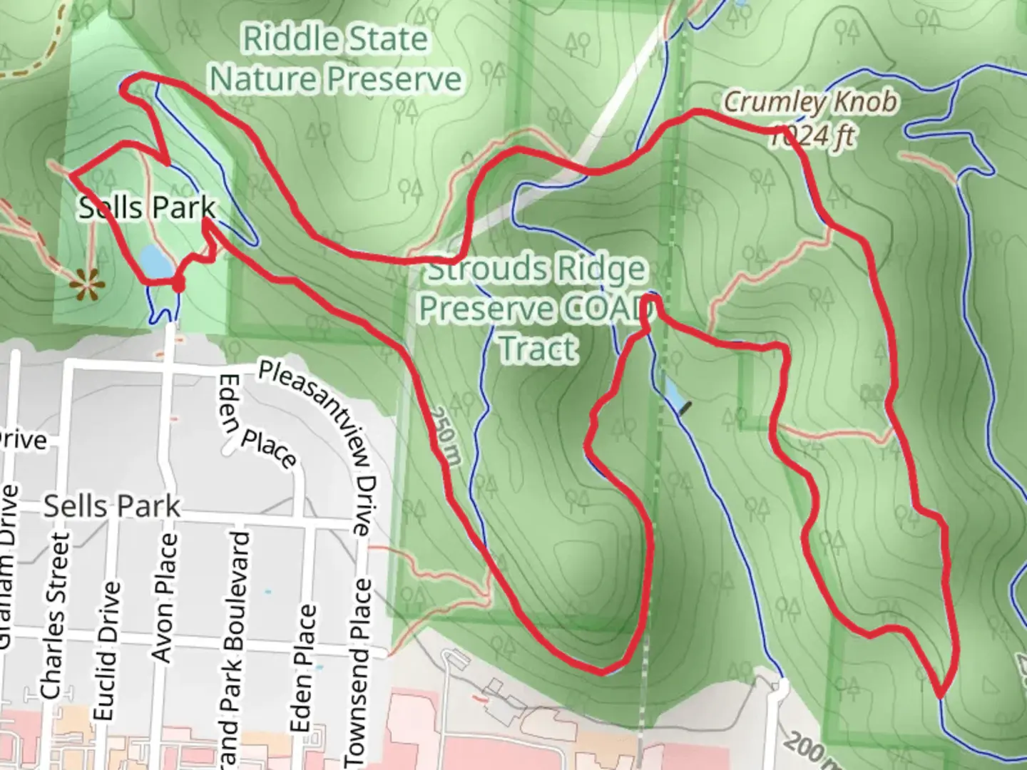 An image depicting the trail White Ash Trail and Rockhouse Loop Trail and its surrounding area.