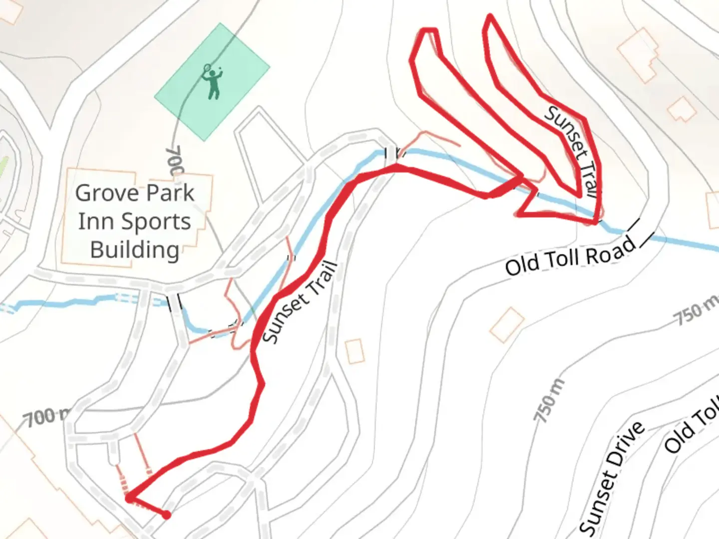 An image depicting the trail Sunset Trail Loop and its surrounding area.