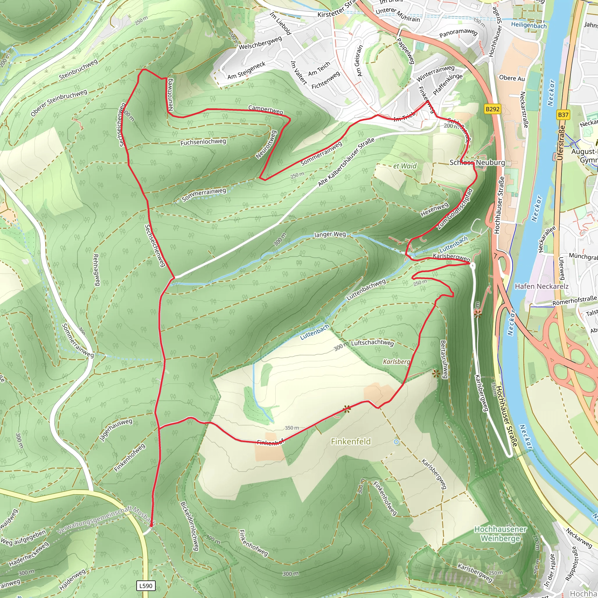 Linker Neckarrandweg and Sechseichenweg mobile static map