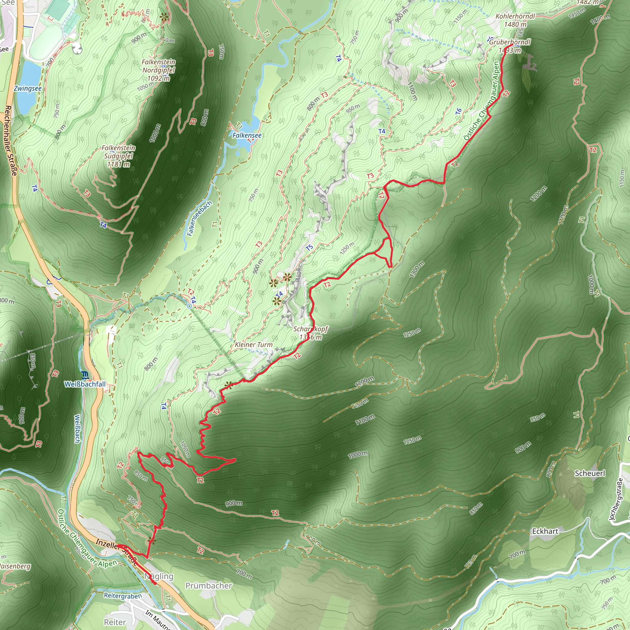 Gruberhoerndl via Himmelsleiter and Koialuwei-Steig mobile static map