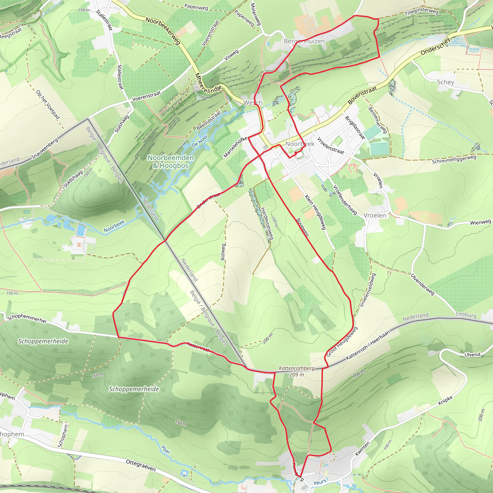 Eijsden - Margraten and Bovenhoutwandeling Loop mobile static map