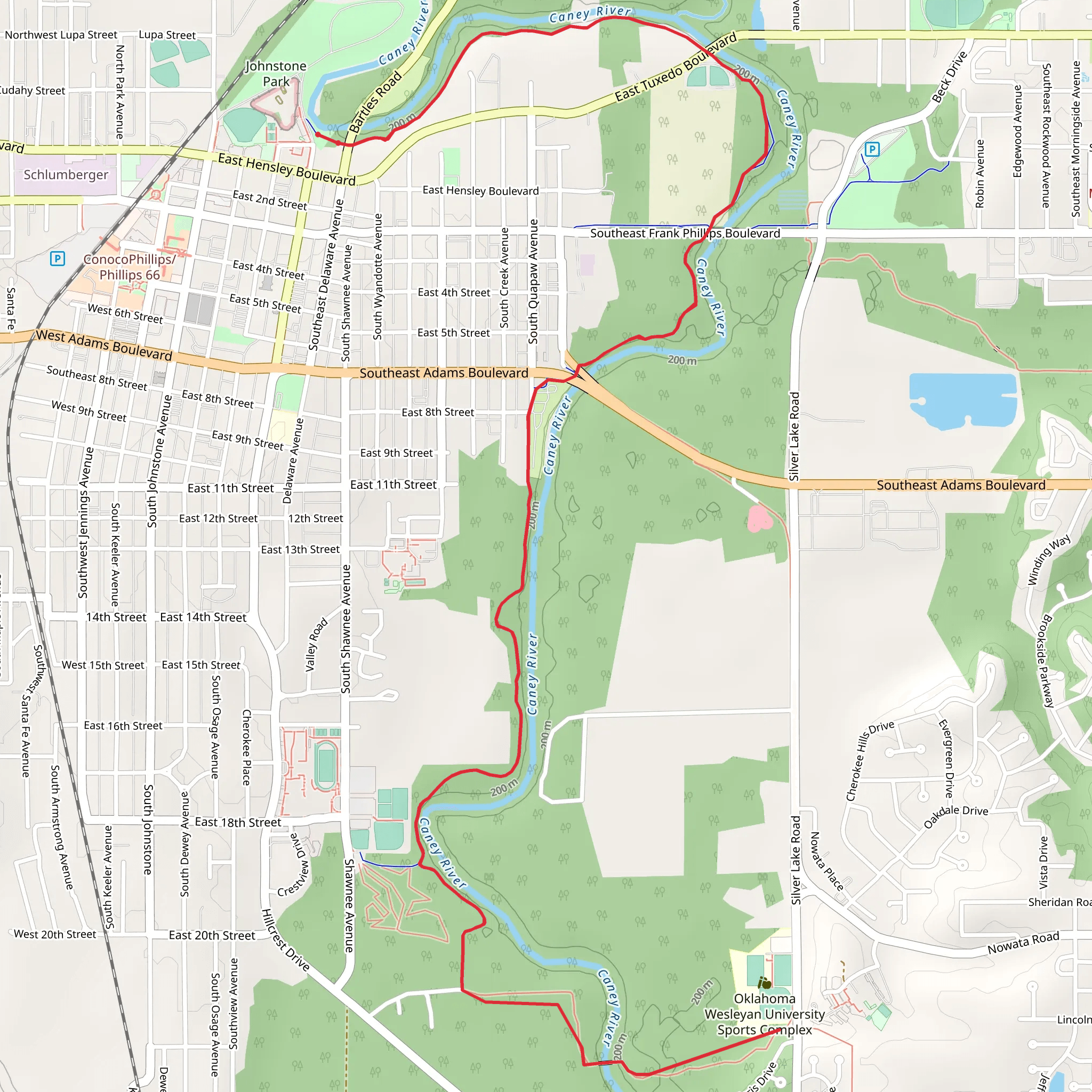 Pathfinder Parkway and Caney River Walk mobile static map