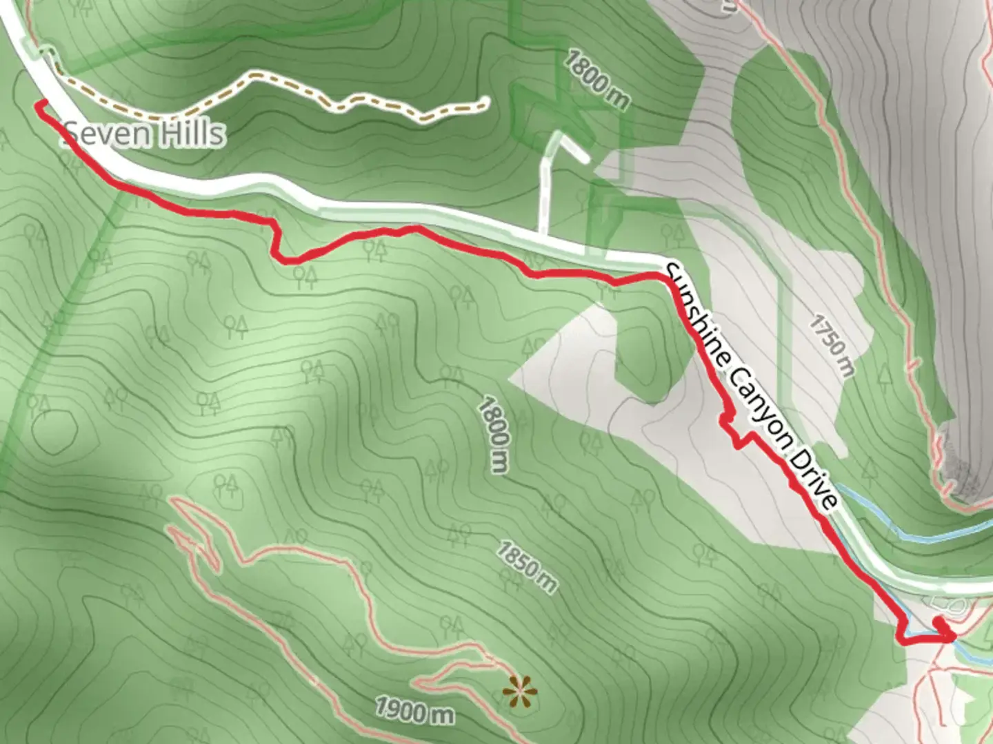 An image depicting the trail Sunshine Canyon Trail and its surrounding area.