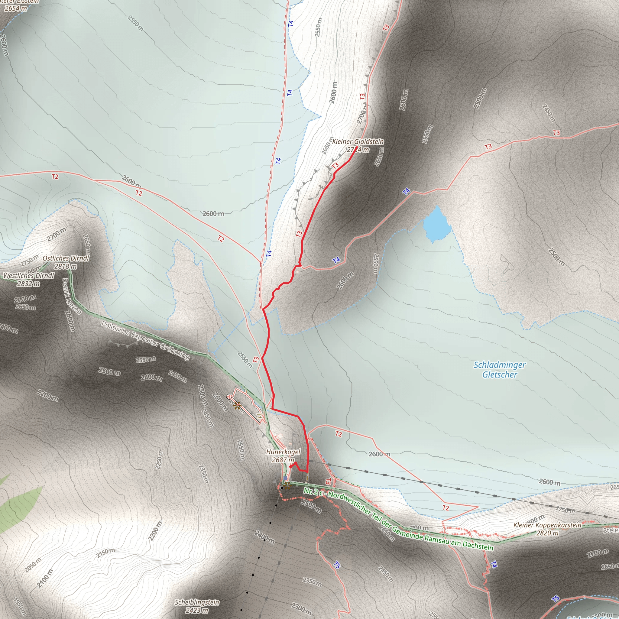Kleiner Gjaidstein Peak mobile static map