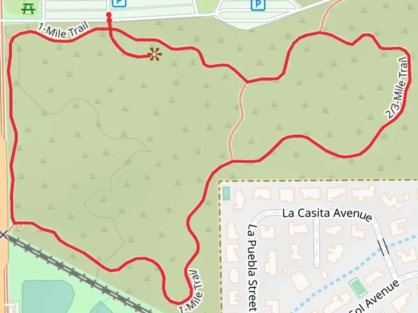 An image depicting the trail Dune Overlook Path and 1 Mile Trail Loop and its surrounding area.