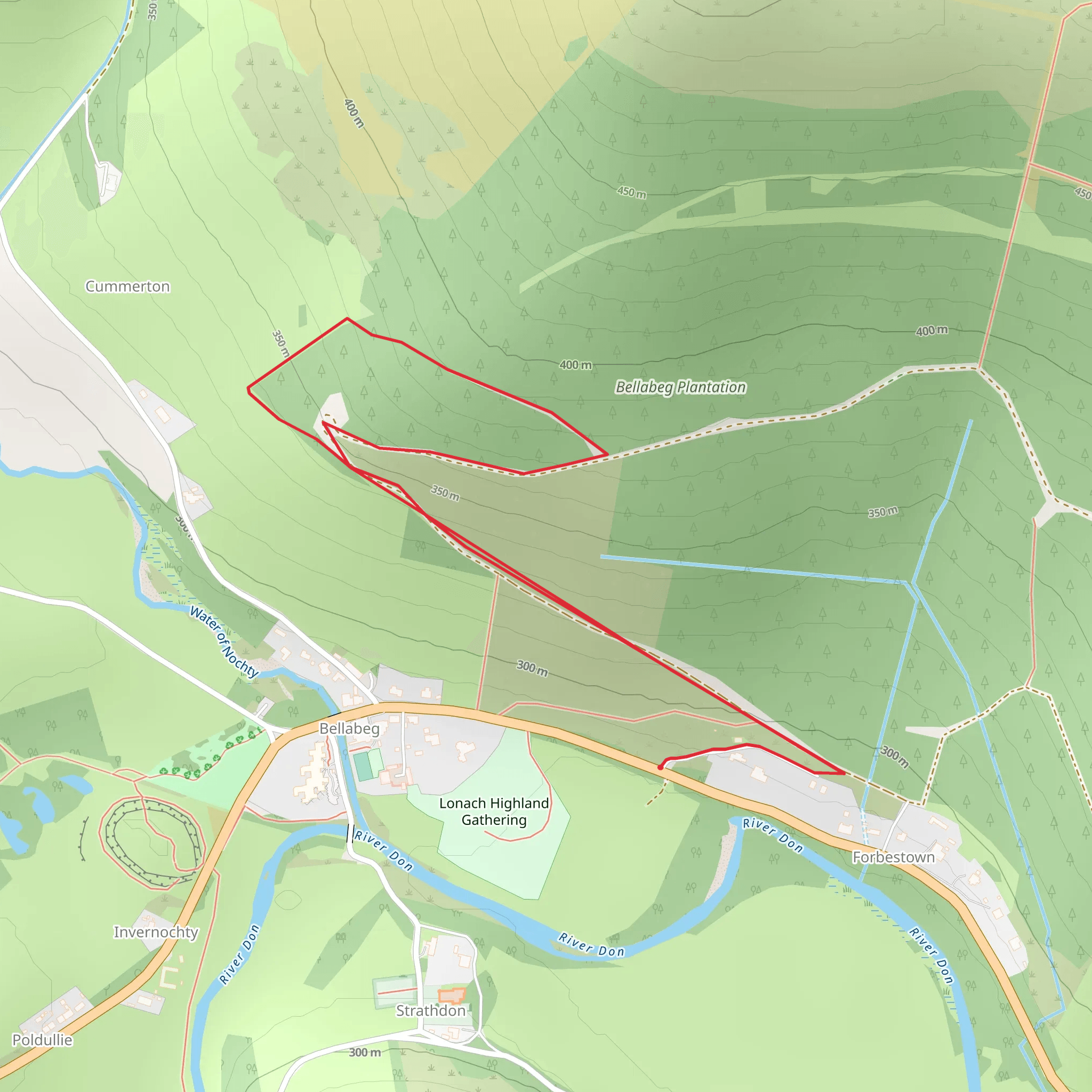Strathdon Trail - Bellabeg Plantation mobile static map