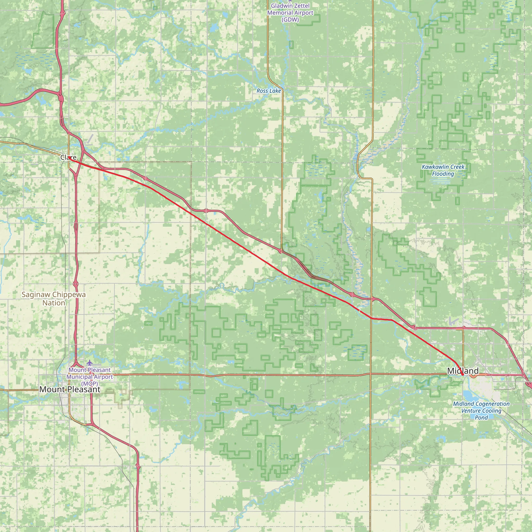 Pere Marquette Trail mobile static map