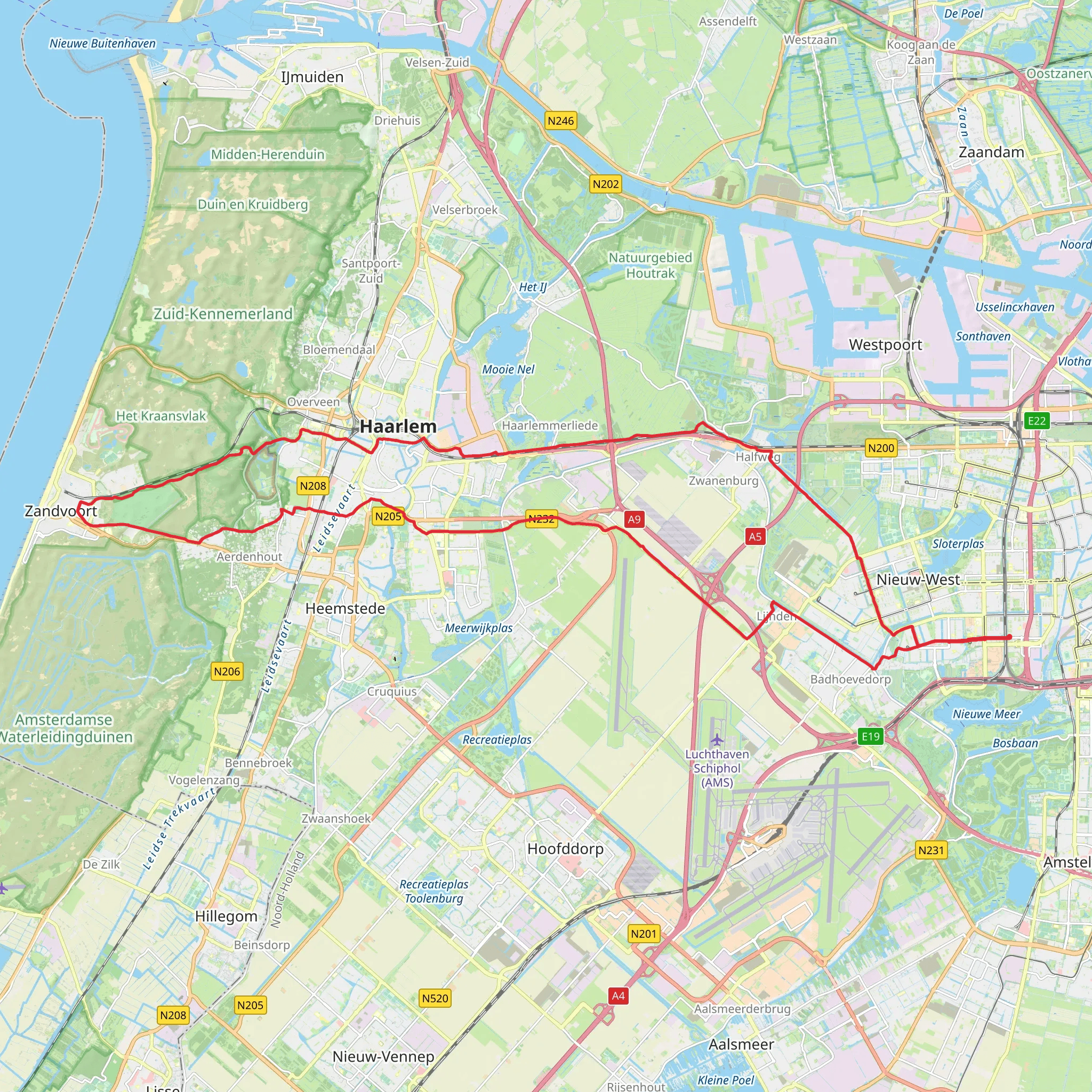 Oude Notweg, Visserspad and Europaweg and Schiphotweg Loop mobile static map