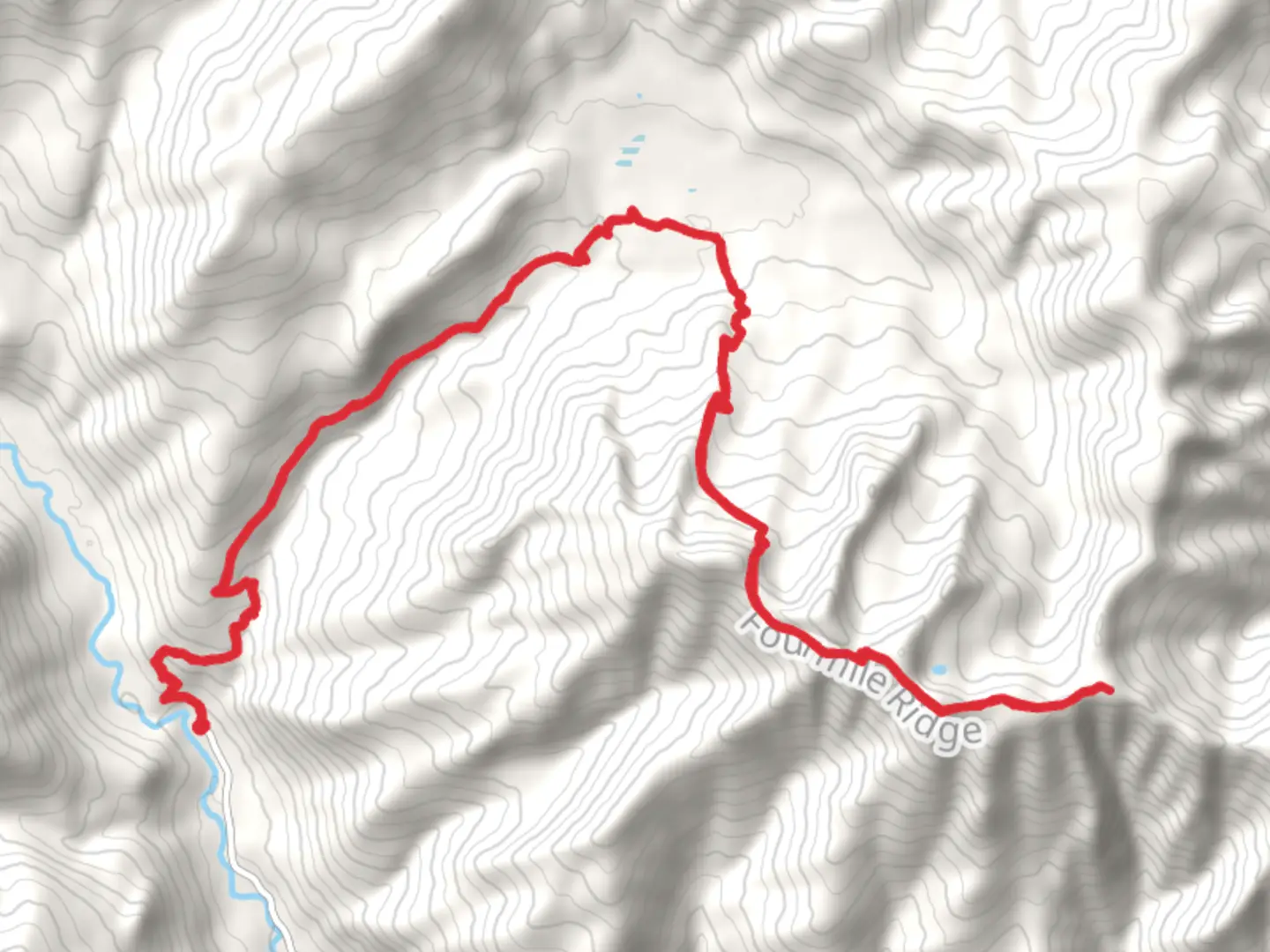 An image depicting the trail Angle Peak via Lake Creek Trail and Four Mile Ridge Trail and its surrounding area.