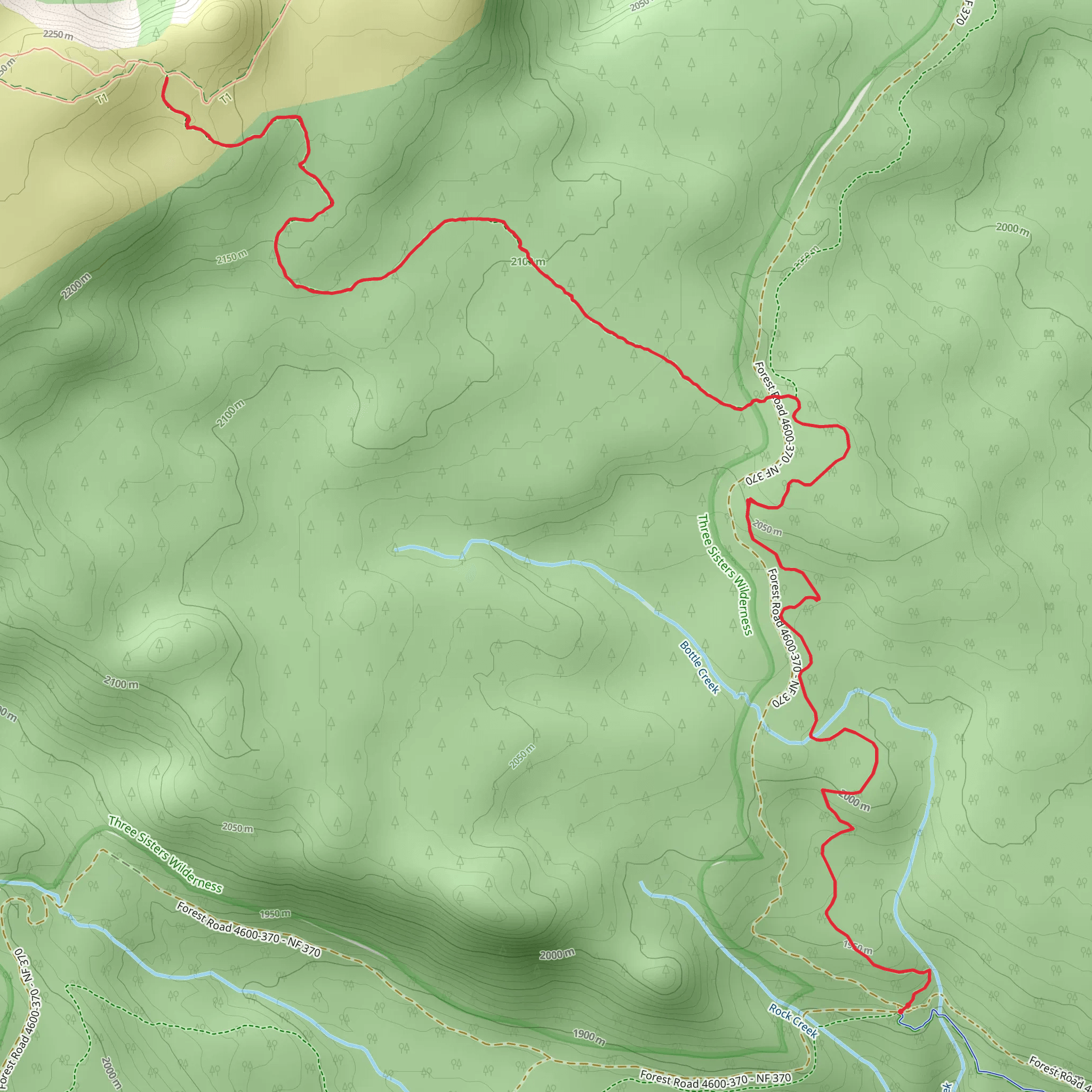 Tam McArthur Rim Trail via Metolius Windigo Trail mobile static map