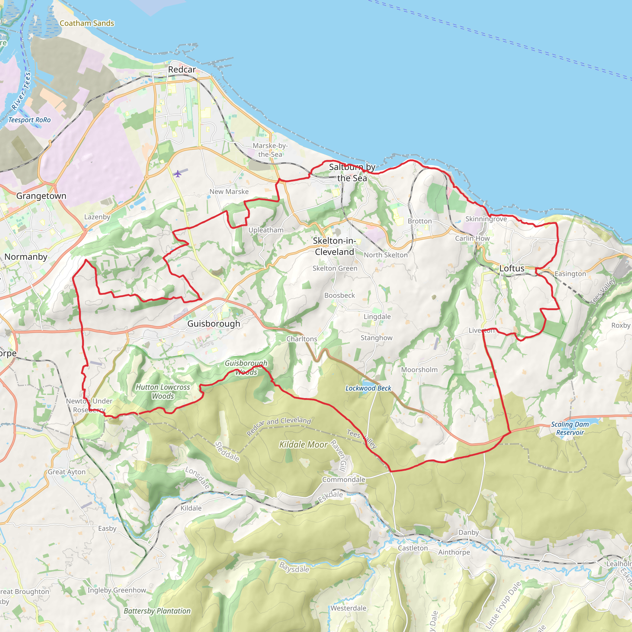 Langbaurgh Loop Walk from Saltburn - by - the - Sea mobile static map