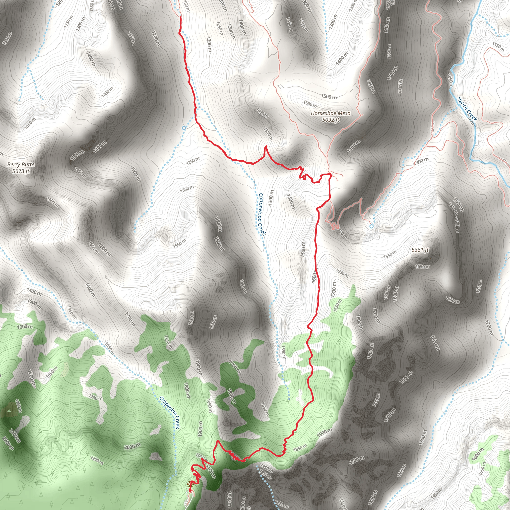 Cottonwood Creek via Grand View Trail mobile static map