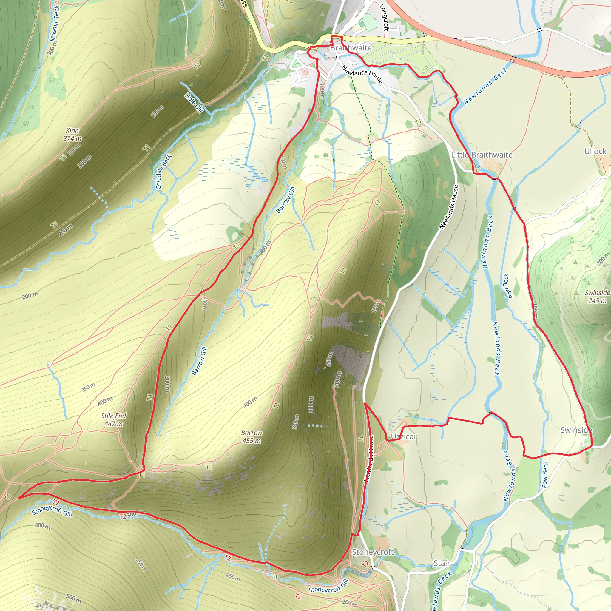 Barrow Door and Newlands Valley mobile static map