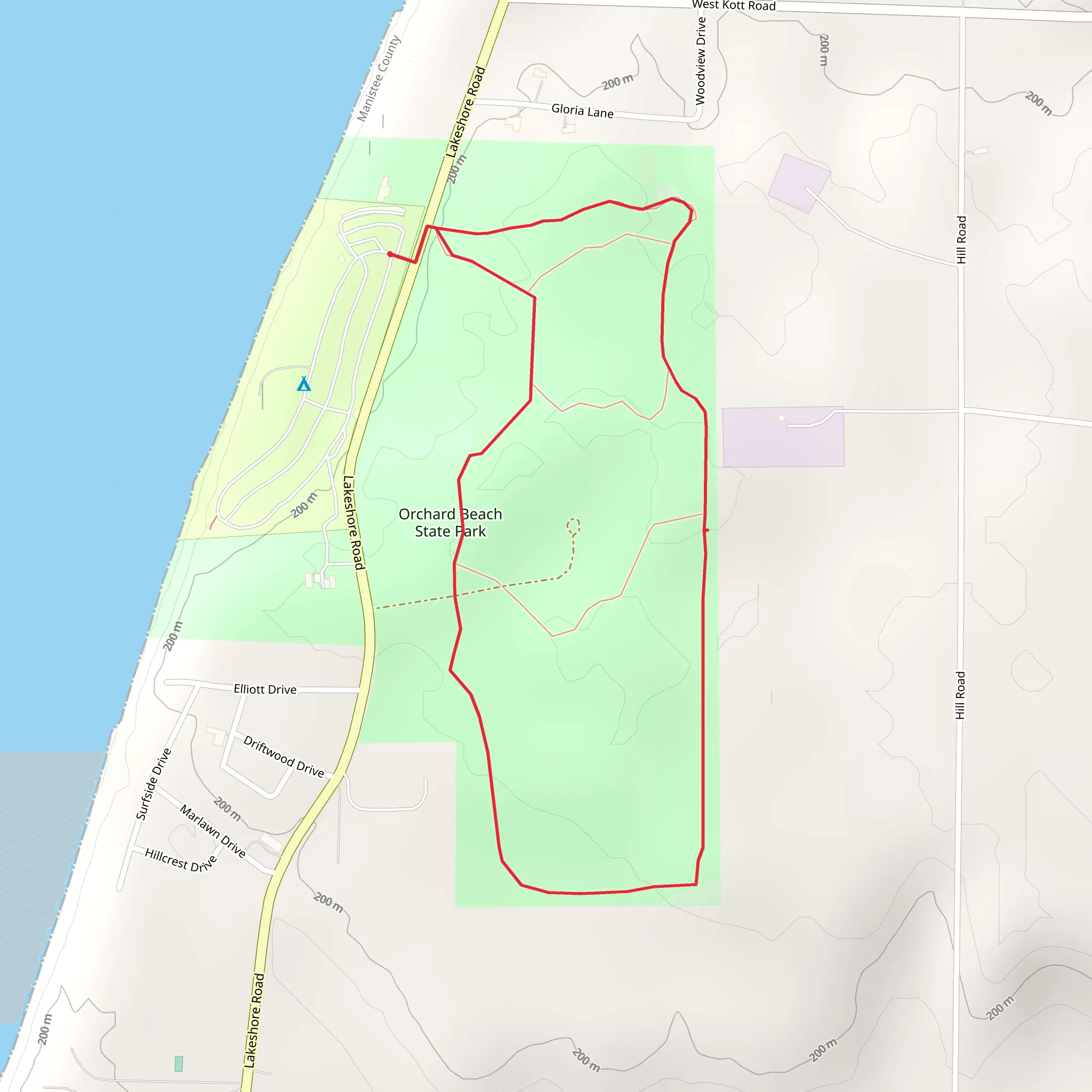 Orchard Beach State Park Loop mobile static map