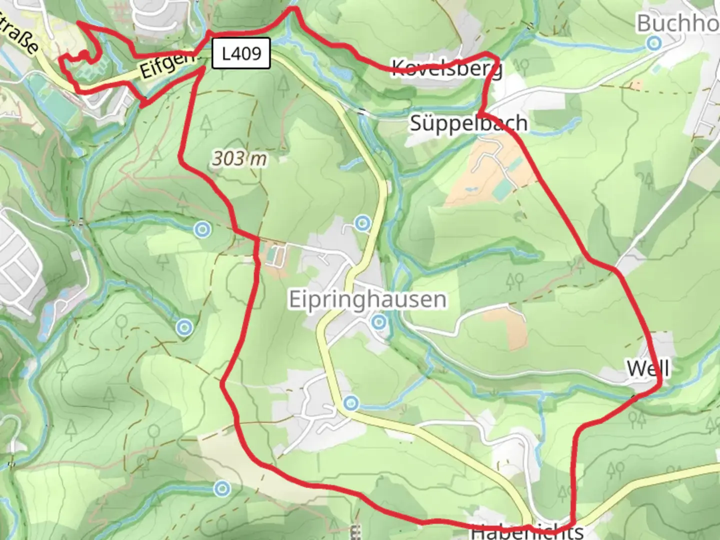 An image depicting the trail Wellerbusch Loop and its surrounding area.