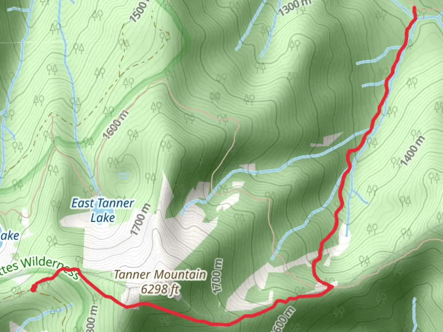 An image depicting the trail Fehley Gulch via Tanner Mountain and Boundary Trail and its surrounding area.