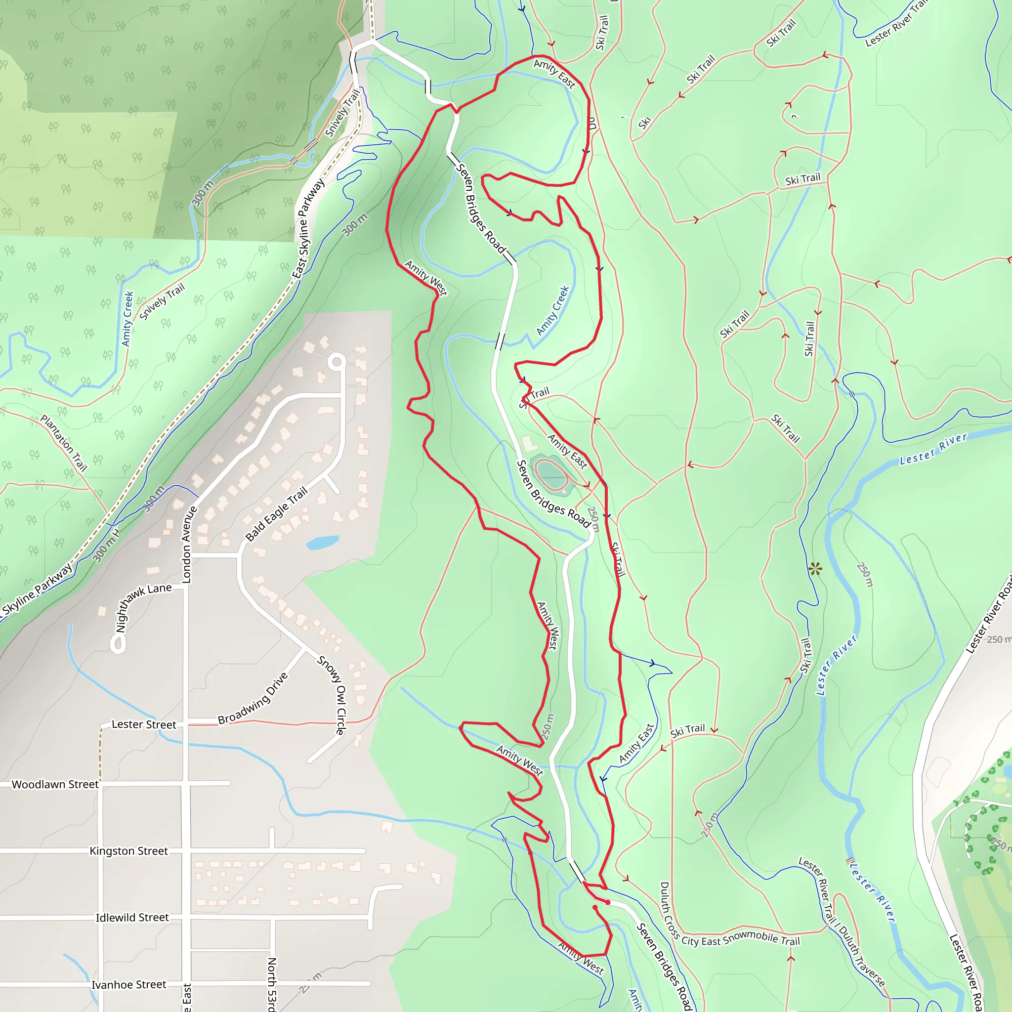 Amity East and West Loop Trail mobile static map