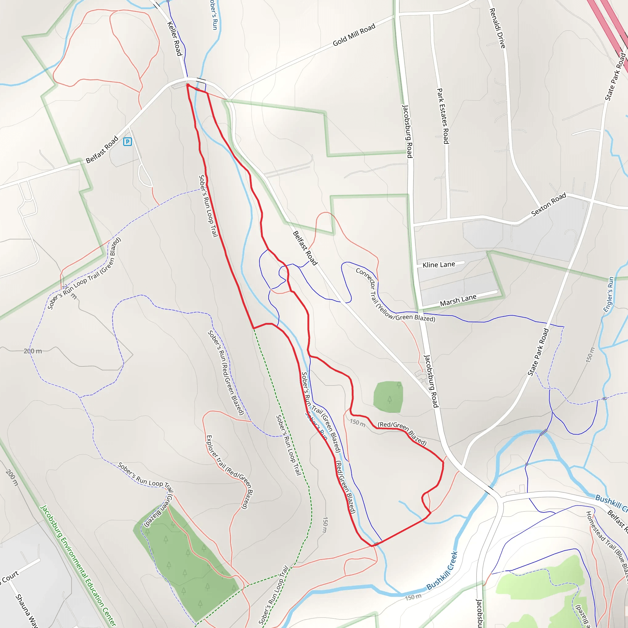 Sober's Run Loop from Belfast Road mobile static map