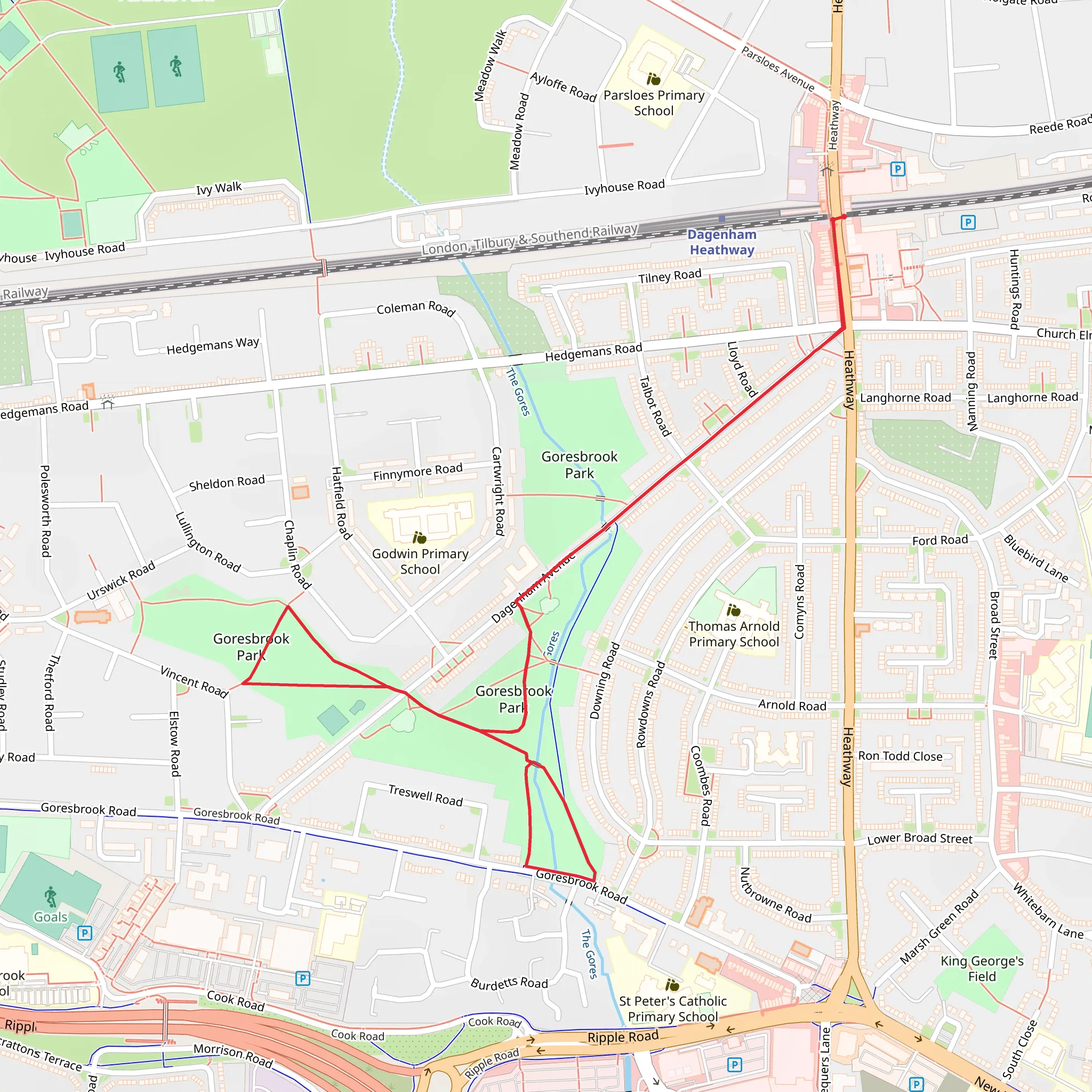 Goresbrook Park Loop mobile static map