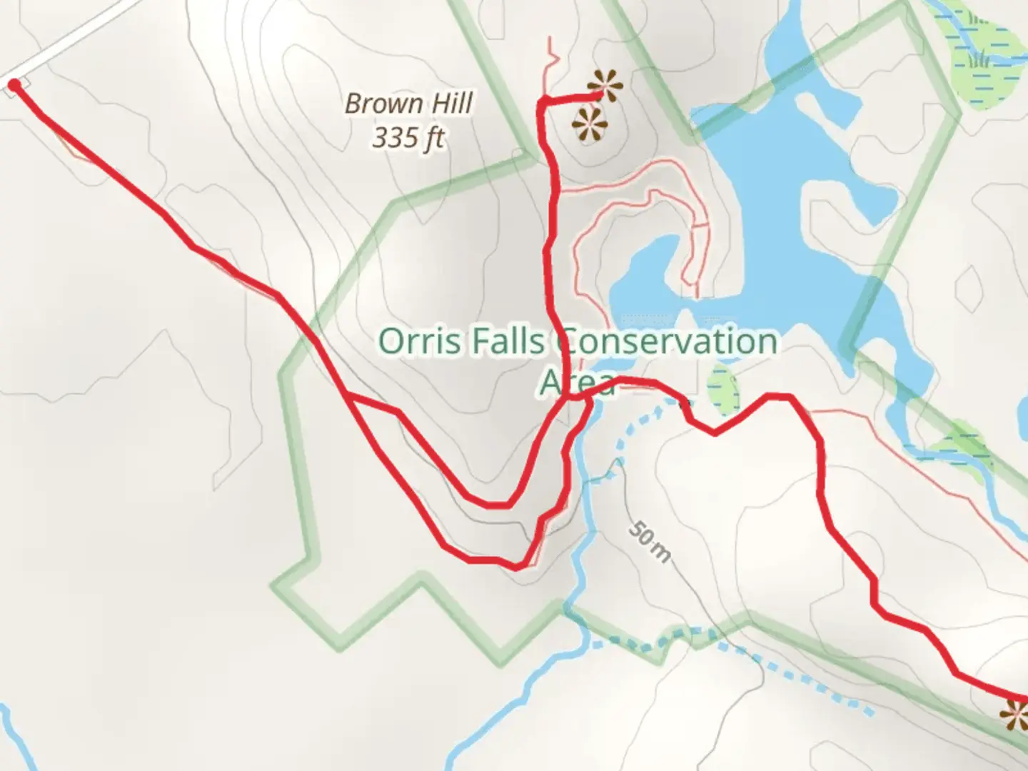 An image depicting the trail Spring Hill Loop and its surrounding area.