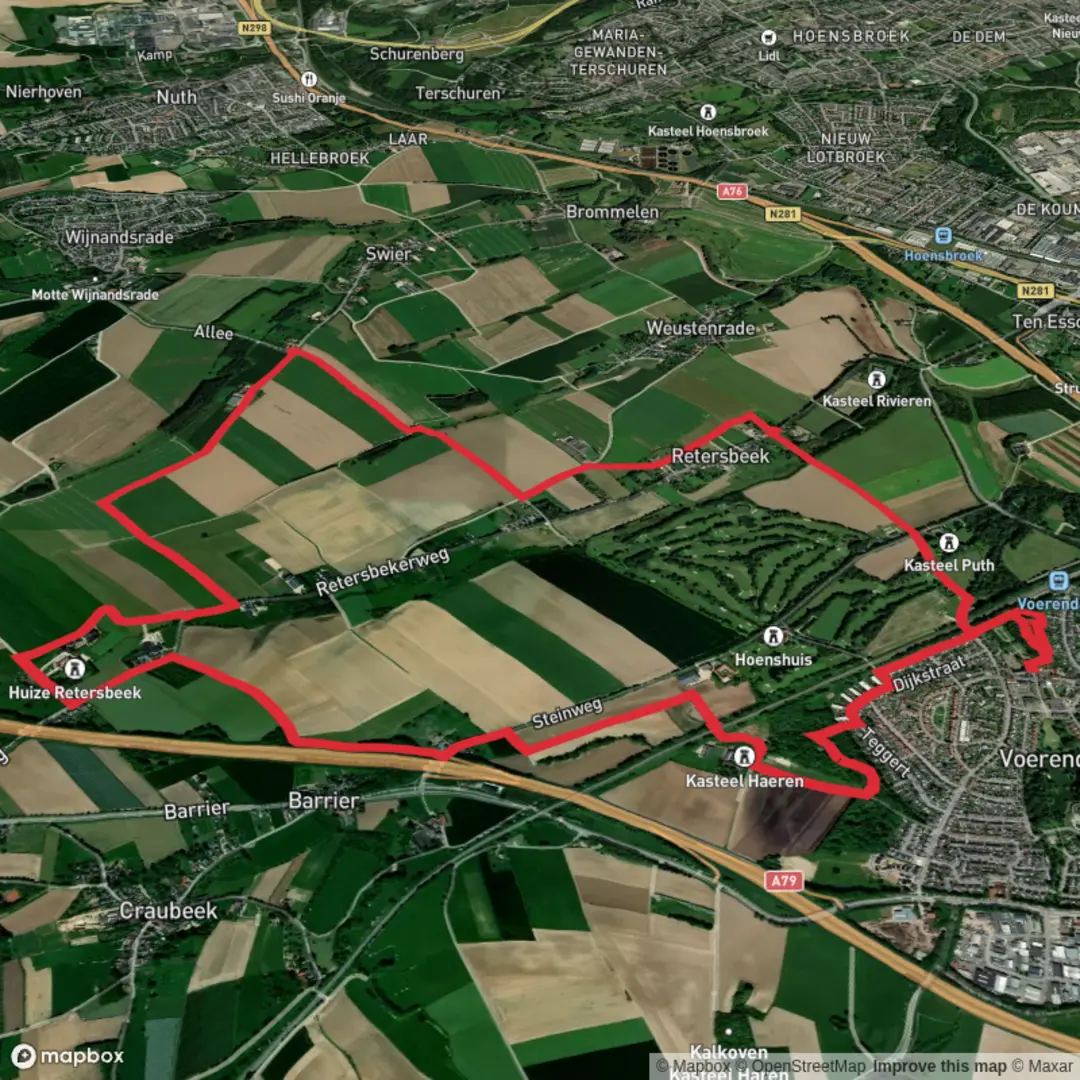 An image depicting the trail Bongard and Retersbeek Loop and its surrounding area.