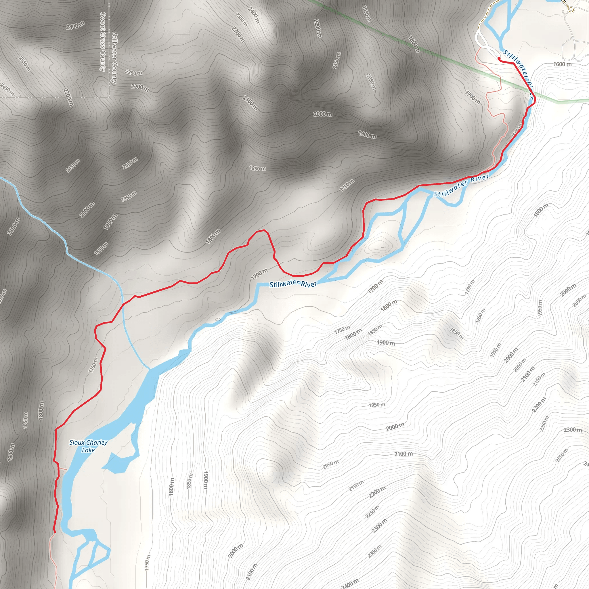 Sioux Charley Lake via Main Stillwater Trail mobile static map