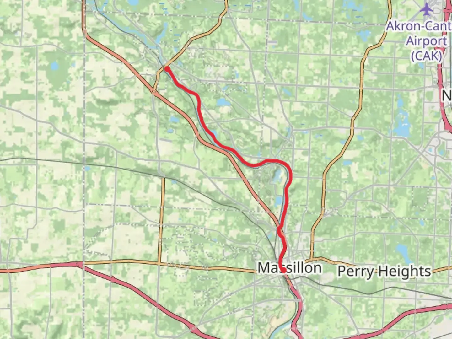 An image depicting the trail Canal Towpath Trail from Canal Fulton and its surrounding area.