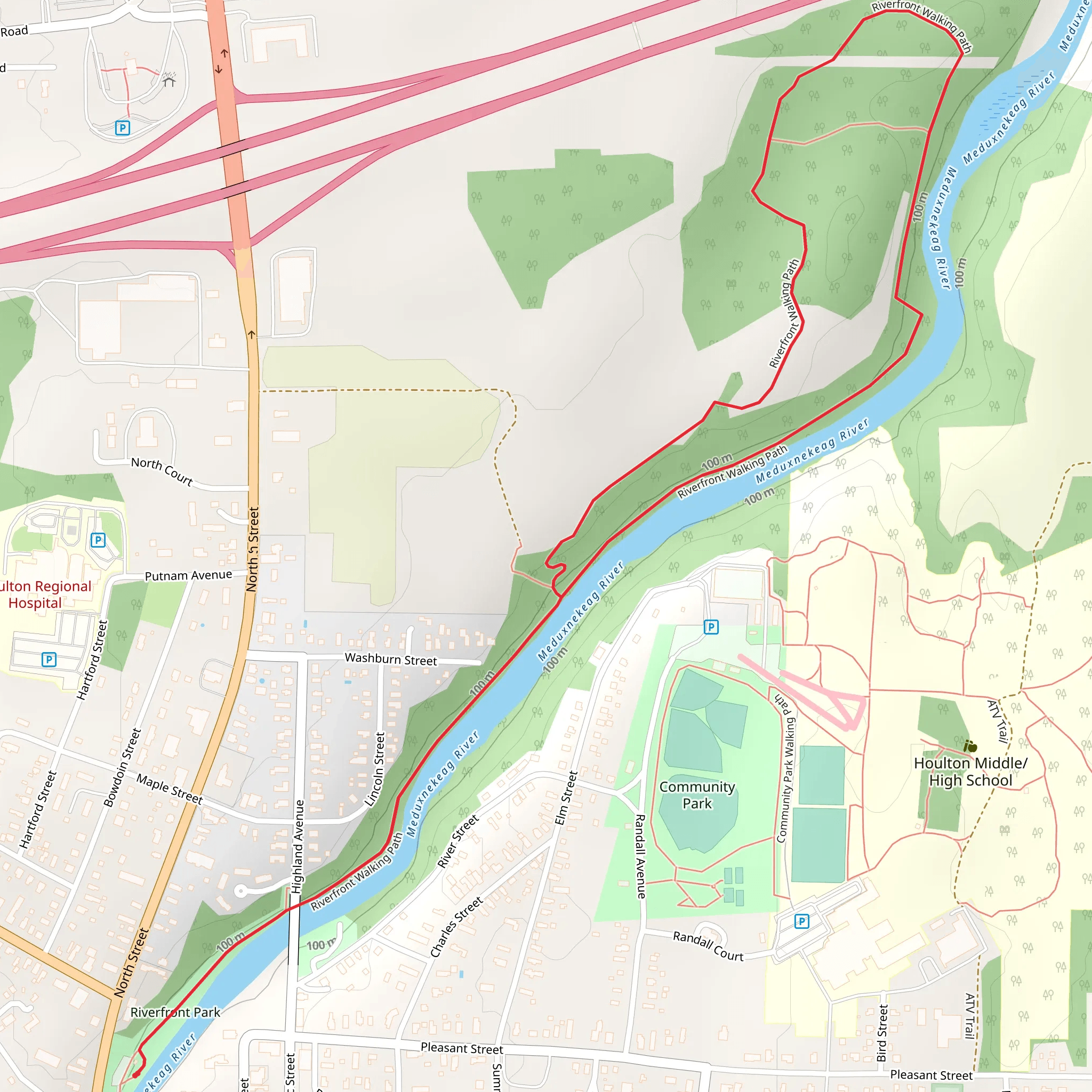 Meduxnekeag River Loop via Riverfront Walking Path mobile static map