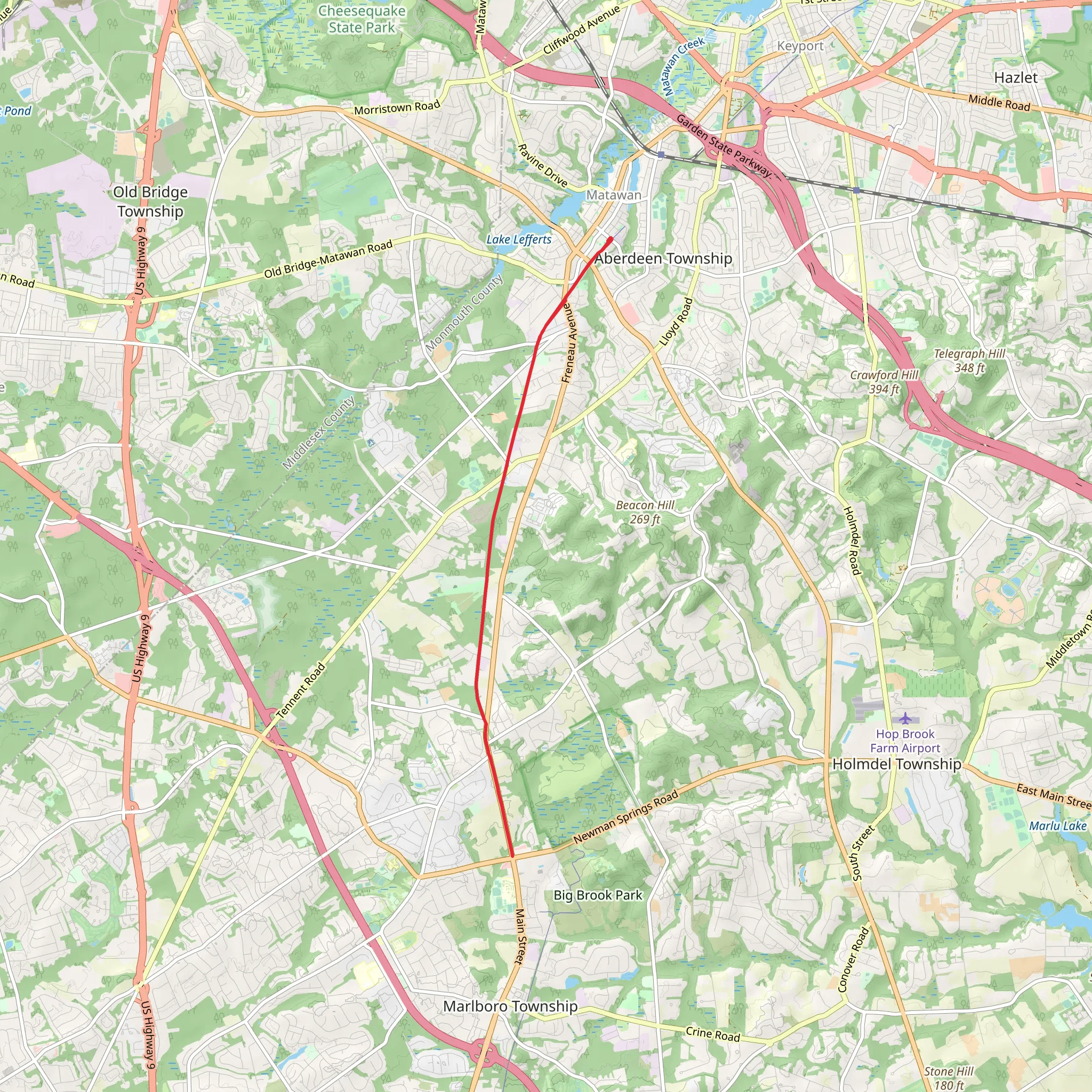 Henry Hudson Trail - Lake Matawan mobile static map