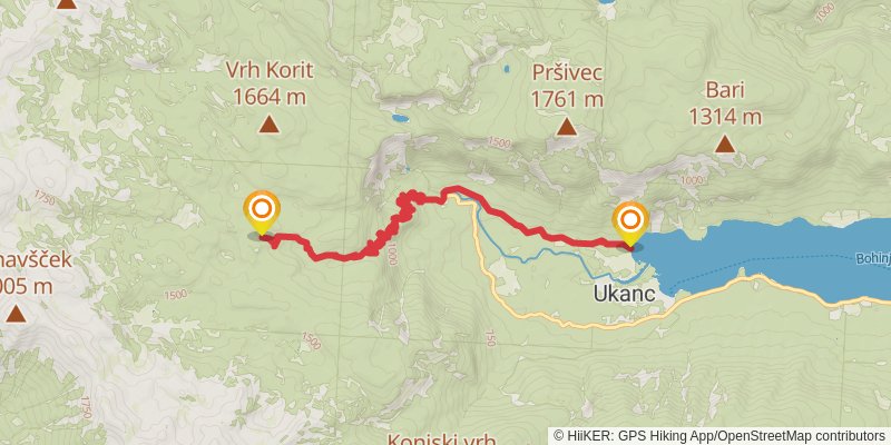 The Slovene Mountain Trail spur 2 Map