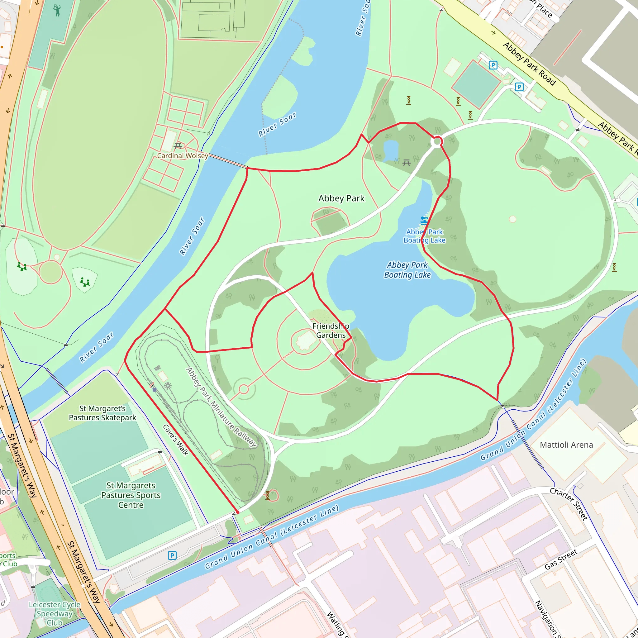 Abbey Park Boating Lake and Friendship Gardens Loop mobile static map